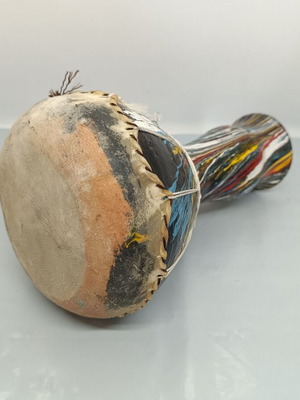 Old hand-painted drum used, ceramic