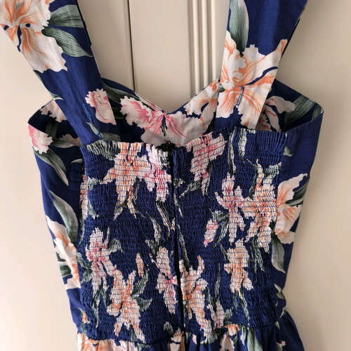 Floral poplin dress like new, blue multicolor, size S
