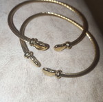 Women's Steel Bracelets Set of 2 with Heart Details Gold Tone New