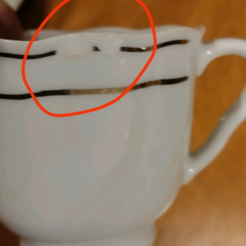 Collectible old coffee cup used from Japan with saucer