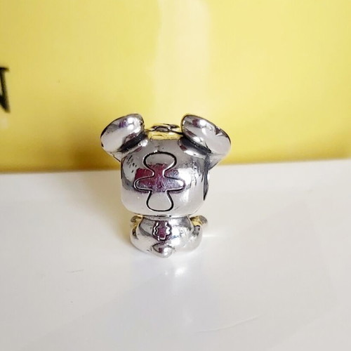 Silver 925 Stitch charm new, handmade, pink and silver