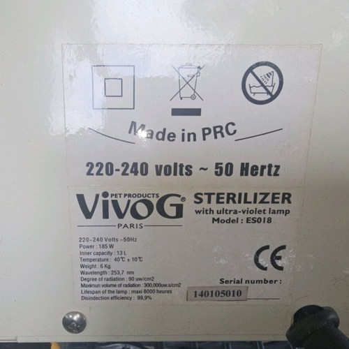 Vivog ES018 Sterilizer used, 13 liters capacity