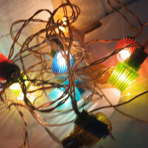 Christmas vintage lights used, some colored plastics missing