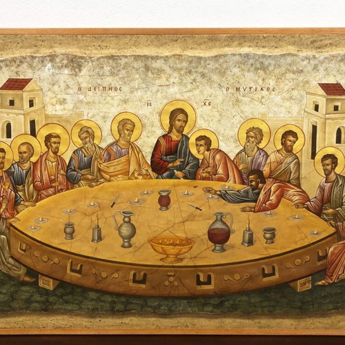 Fresco painting used, Last Supper by A Sevastos 93x58 cm