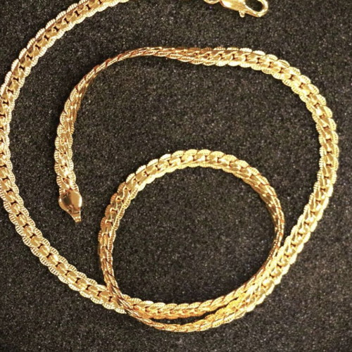 Unisex necklace gold-plated steel new, gourmet 3mm flat chain