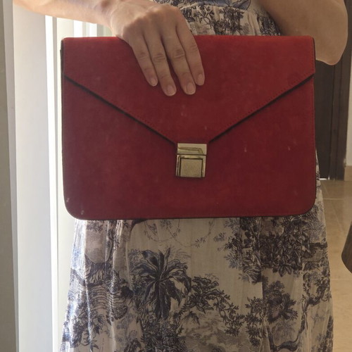Dune London Red Suede Envelope Clutch Bag