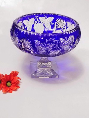 Arnstadt Crystal Traube Cobalt Blue Lead Crystal Bowl with Foot like new