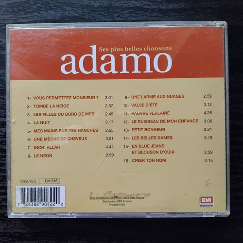 Adamo Ses plus belles chansons CD μεταχειρισμένο, pop