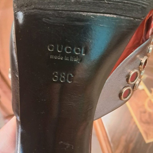 Gucci sandals like new, red and silver, heel height 12 cm