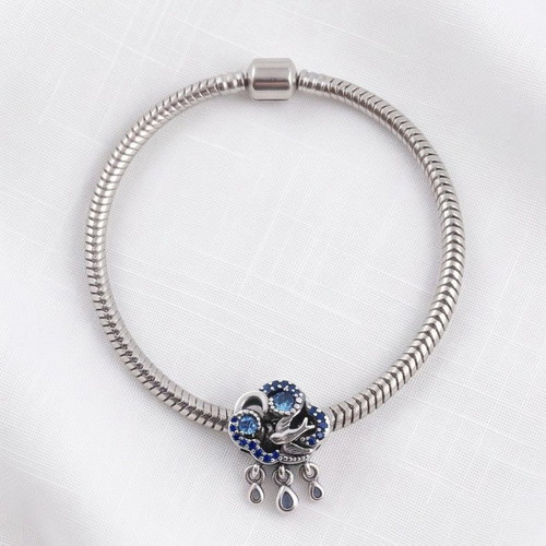Pandora Charm Cloud and Swallows with Blue Crystals S925 ALE new