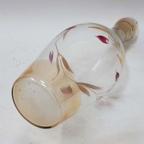 Vintage glass decanter hand-cut and hand-painted 25 oz like new