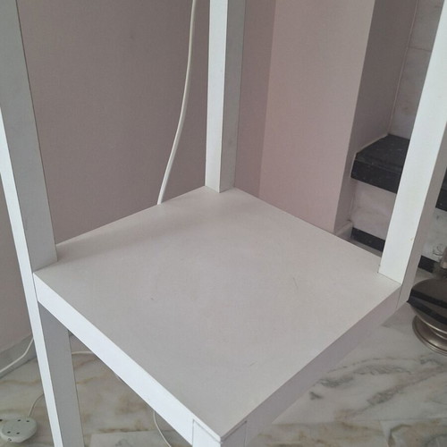 White floor lamp with side shelf 45cm x 160cm