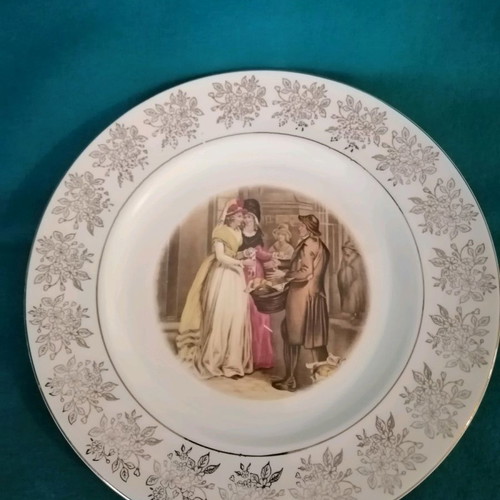 Sofafils porcelain decorative plate with Victorian scene, 1970s