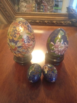Cloisonné eggs like new, set of 4 pieces