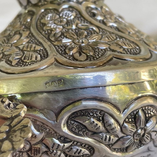 Ornate Silver Bowl Antique with Lid and Plate