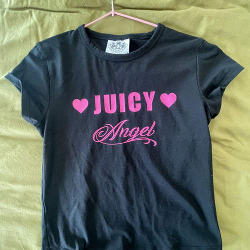 Juicy Couture Angel T-shirt, black and pink, size S