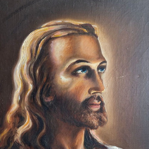 Painting Head of Jesus Christ used, canvas copy