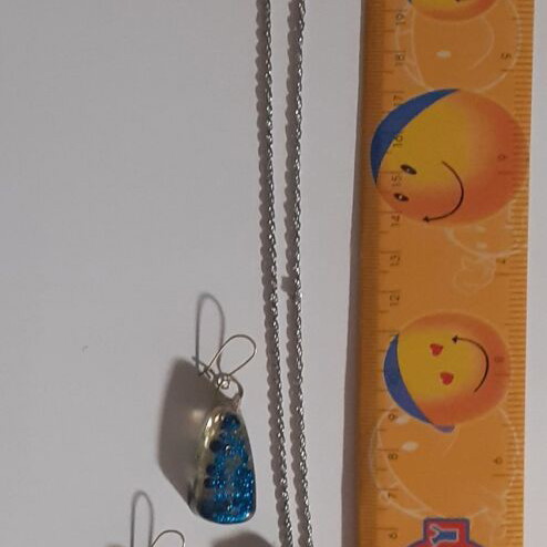 Set of 9 handmade resin pendant and earring jewelry sets, multicolor