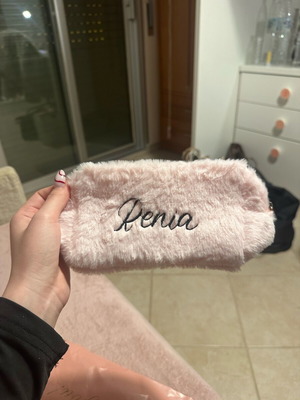 Fuzzy toiletry bag new, multicolored
