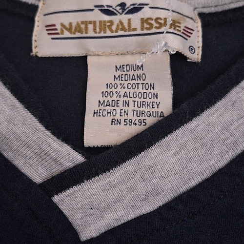 Natural Issue navy blue V-neck T-shirt like new, size L
