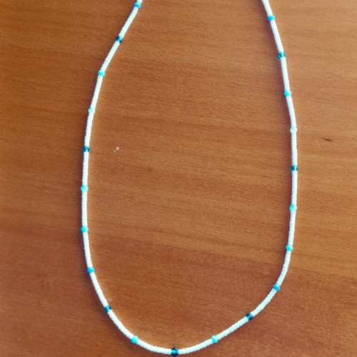Summer necklace new with beads and blue crystals handmade