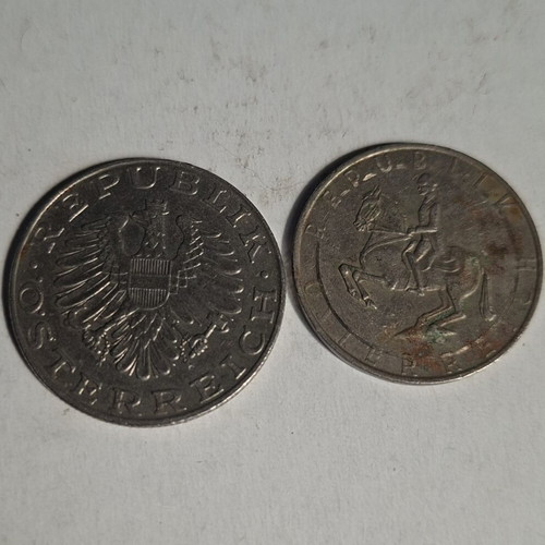 Lot of 2 Austrian coins used
