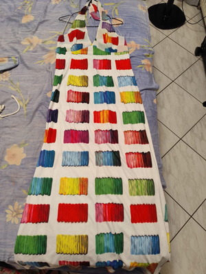 Long dress like new, size large, halter neck with back elastic