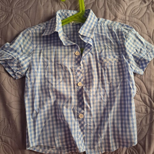 Children's Blue Checked Shirt No 3 with Embroidered All Stars Logo like new