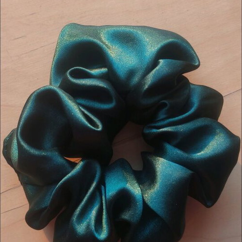 Scrunchie handmade XL satin luxury green new