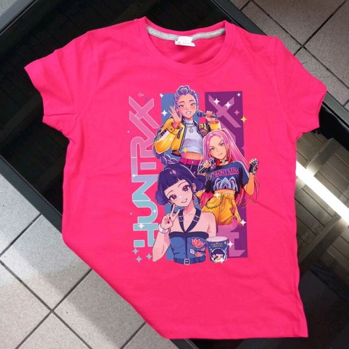 K-POP Demon Hunters fuchsia tshirt for girls new, 100% cotton