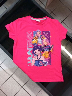 K-POP Demon Hunters fuchsia tshirt for girls new, 100% cotton