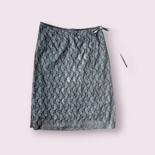 Fransa gray midi lace skirt like new, silver sequins