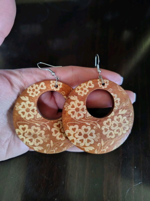 Women's earrings new, wooden, brown boho