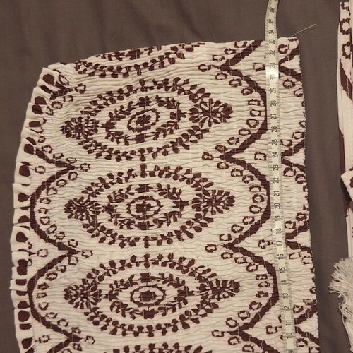 Summer set with wide pants and strapless top in white and brown, new