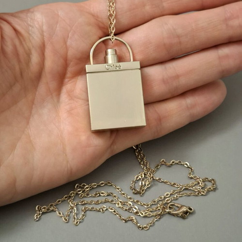 Chloé necklace used, gold tone with padlock pendant