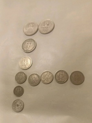 Set of 11 used coins from the 1950s