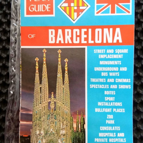 Plan Guide of Barcelona map used, foldable, 1974 edition