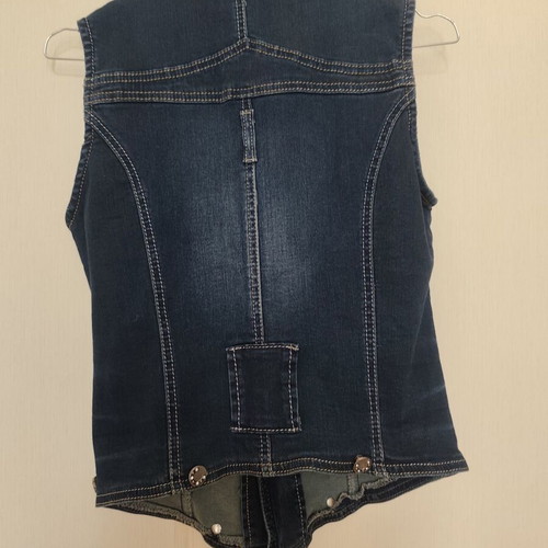 Dark Blue Denim Vest size XS like new with metal buttons