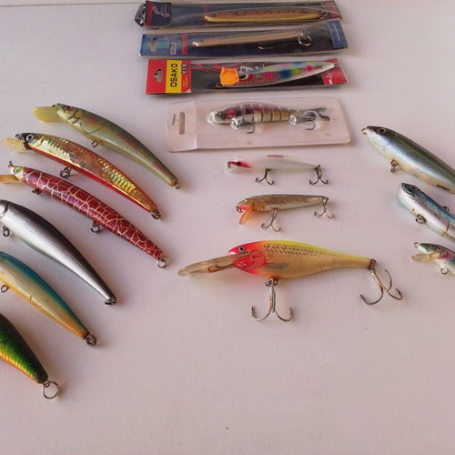 Set of 16 branded artificial fishing lures Shimano, Rapala, Osako