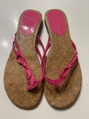 Zara women's flip-flops used with pink straps and cork sole size 37