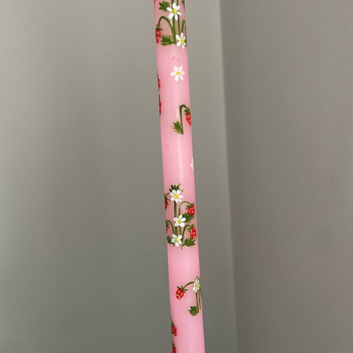 Candle with strawberries new, hand-painted