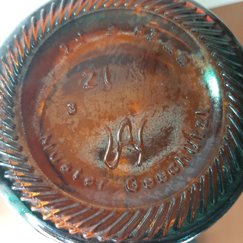 German vintage beer bottle growler with metal handle