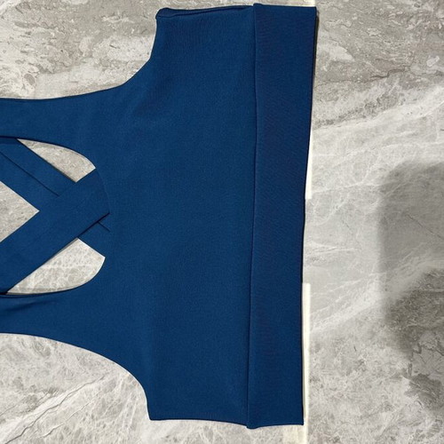 Blue gym set with high-waisted leggings and top