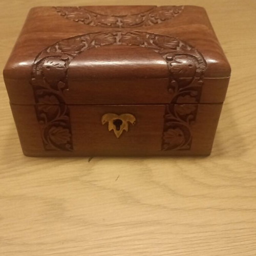 Vintage jewelry box and buttons wooden chest new brown