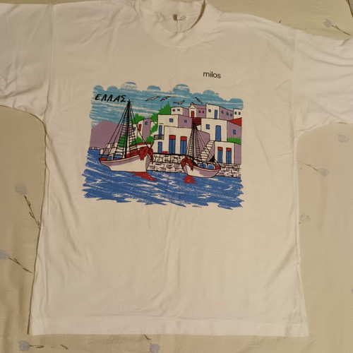 Milos souvenir t-shirt, white cotton, size M