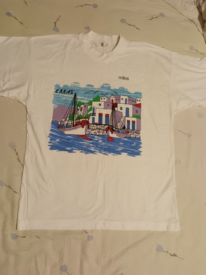 Milos souvenir t-shirt, white cotton, size M