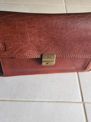 Men's leather wrist bag Base Line new, brown, 24x17cm