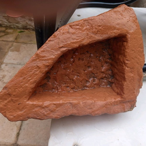 Stone waterer refurbished, carved stone