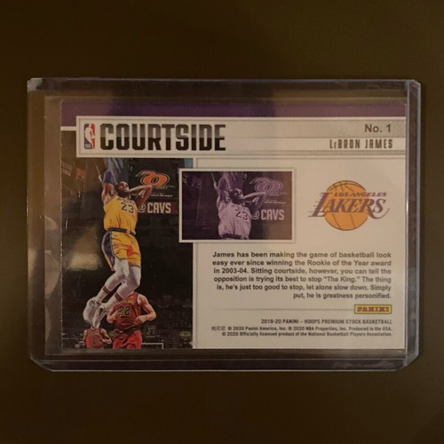 2019-20 Panini NBA Hoops Premium Stock Courtside Holo Prizm LeBron James card new
