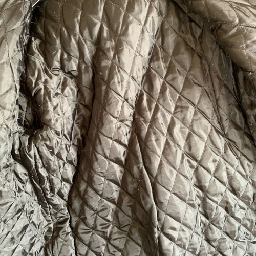 Women's Midi Quilted Jacket with Decorative Stitching and Hood black like new